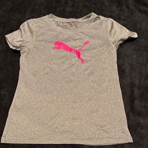 Puma Heather Gray Tee with Vibrant Pink Logo